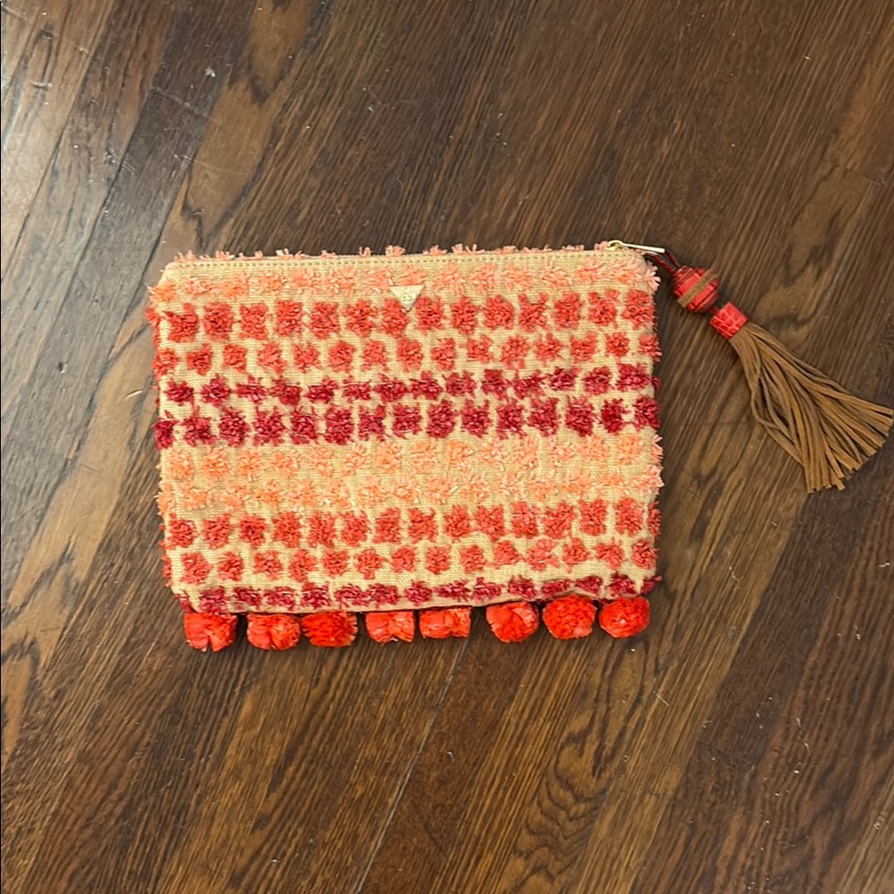 Stylish Orange and Red Tassel Clutch